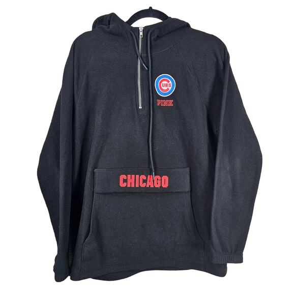 Victoria's Secret PINK Womens Small MLB Chicago Cubs 1/4 Zip Hoodie Sweatshirt - Picture 1 of 12